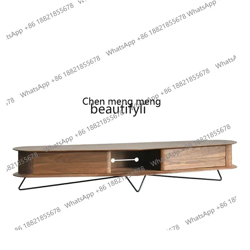 SS new style Nordic modern simple black walnut solid wood TV audio-visual cabinetss 7486