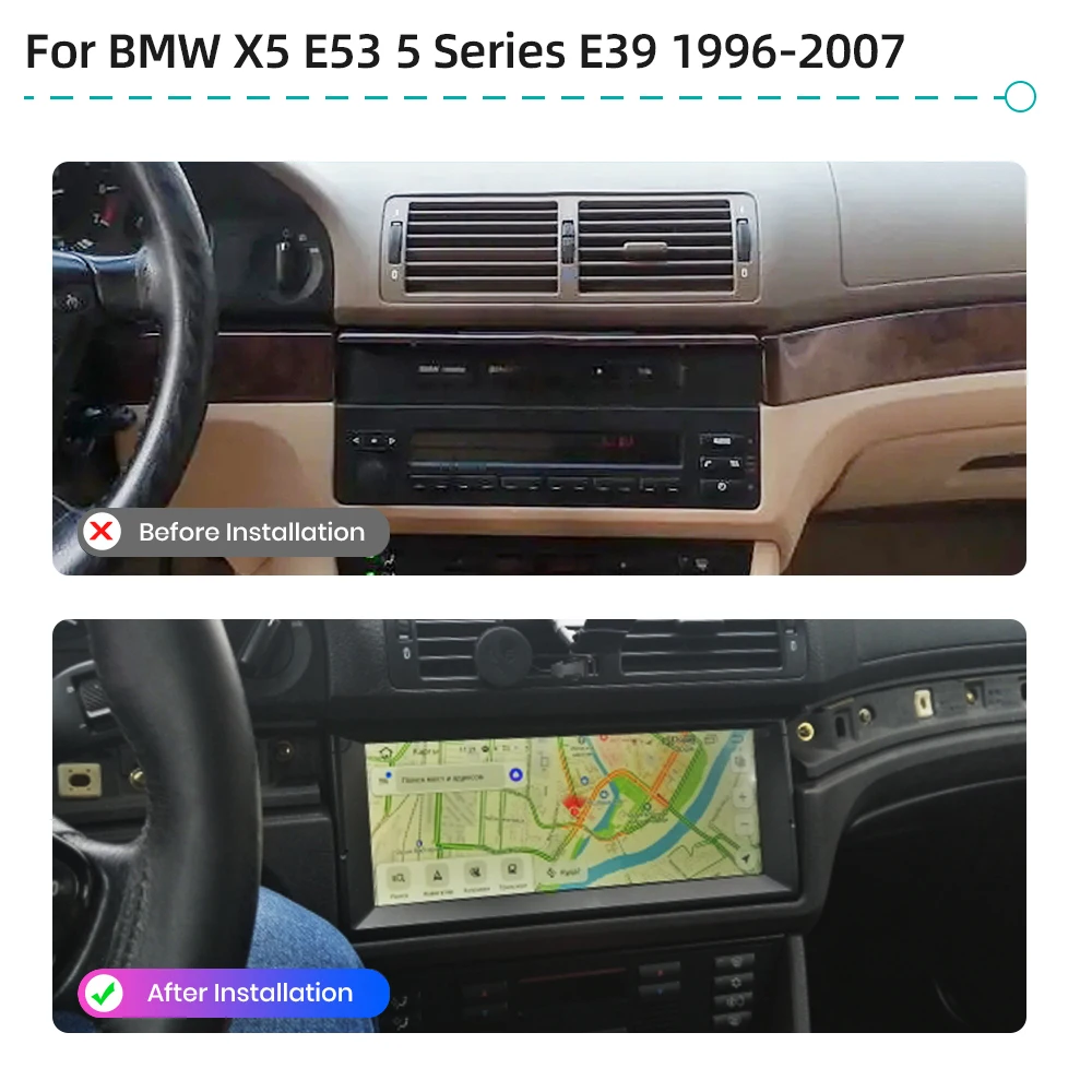 Car Multimedia Video Player Carplay Android 12 GPS Navigation 4G LTE WiFi DSP Stereo Car Radio For BMW X5 E53 5 Series E39 M5