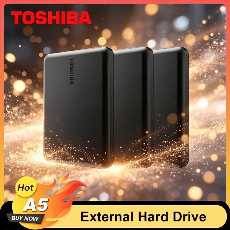 Toshiba A5 Series Small Black Portable Hard Drive High-Speed USB 3.2 Gen1 500GB/1TB/2TB/4TB Compatible With Mac