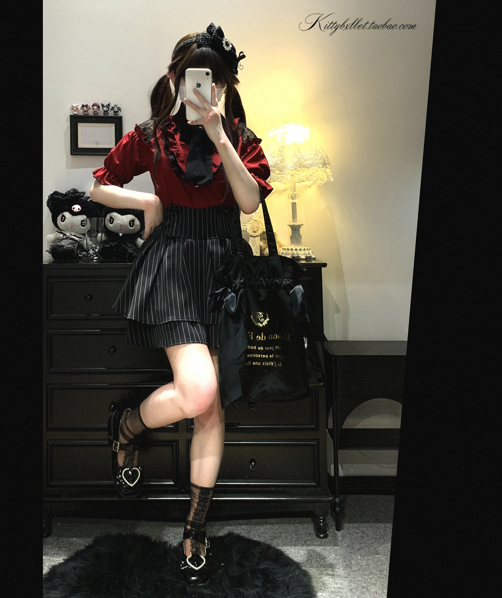 Japanese Mines Mass-produced Blouse Lace Off-shoulder Short-sleeve Bow Single-breasted Sweet Versatile Lolita Shirts Tops Women