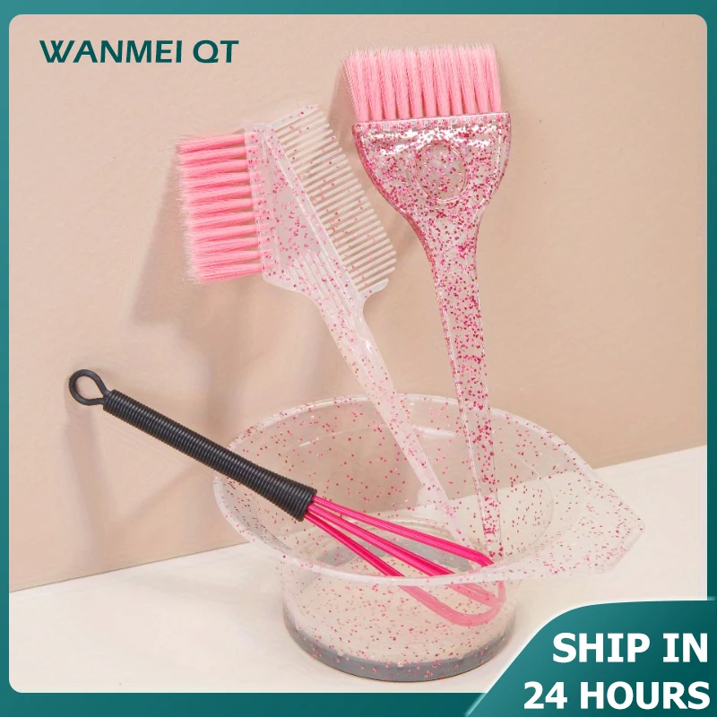 

4pcs Hair Styling And Highlight Dyeing Set Sparkling Hair Dyeing Comb Oil Dyeing Brush Single Sided Soft Hair Pearl Dyeing Brush