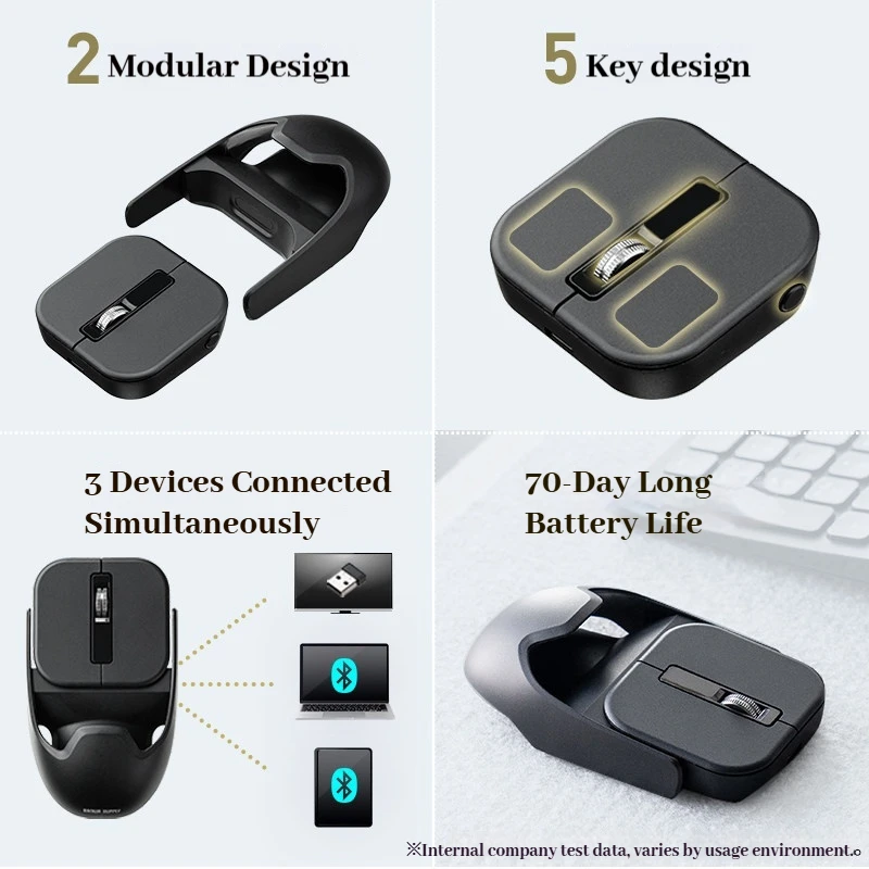 SANWA Wireless Bluetooth Mini Mouse Magnetic Split Type Slim Lightweight Dual Mode Switch 3 Devices Portable For Laptop Tablet