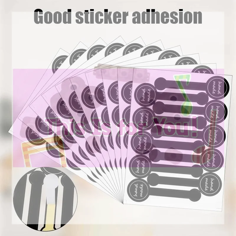 【MA】50 Sheets Black Hand Made Sealing Stickers With Strong Adhesion Perfect For Gift Wrapping Baking Packaging DIY Craft