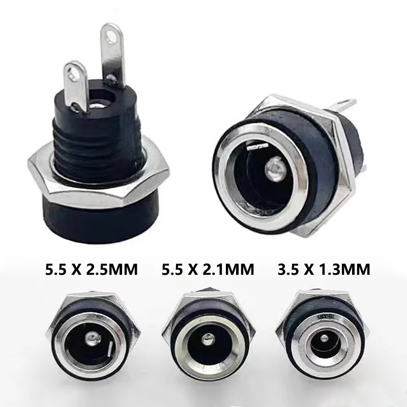 10/50PCS 2 Pin DC022B 5.5 x 2.1mm 3.5x1.3 mm DC Power Jack Supply Socket DC Female Panel Mount Connector Plug Adapter 5.5*2.5MM