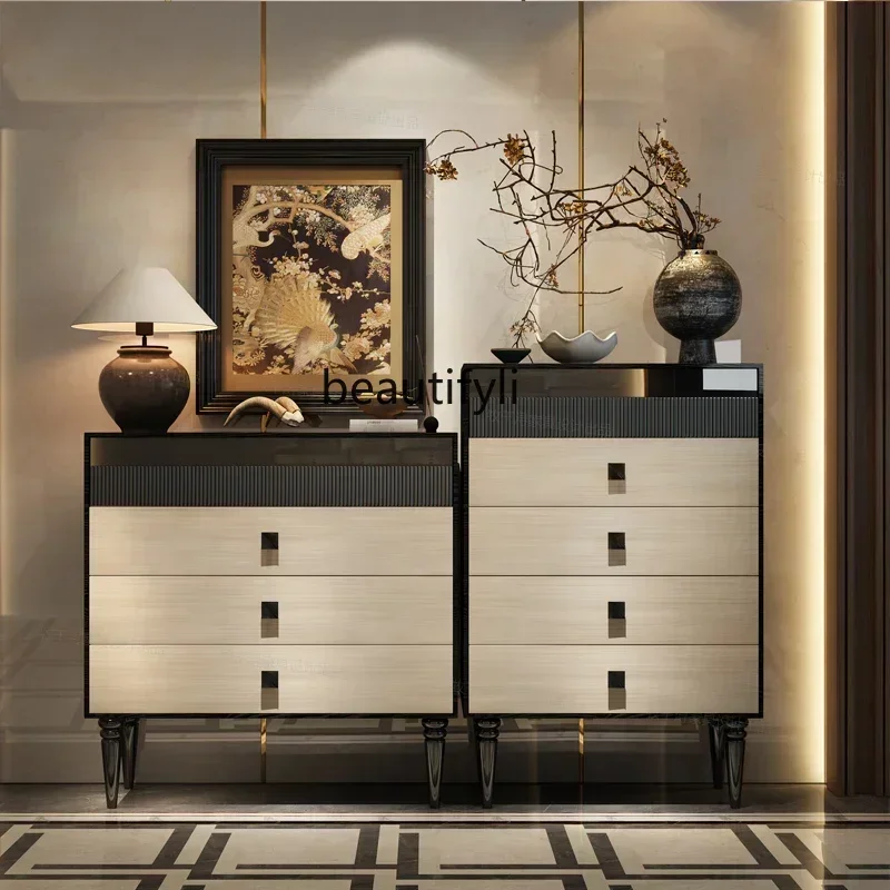 

Chest of Drawers Combination Living Room Glass Decoration French Retro Master Bedroom Four Or Five Chests of Drawers