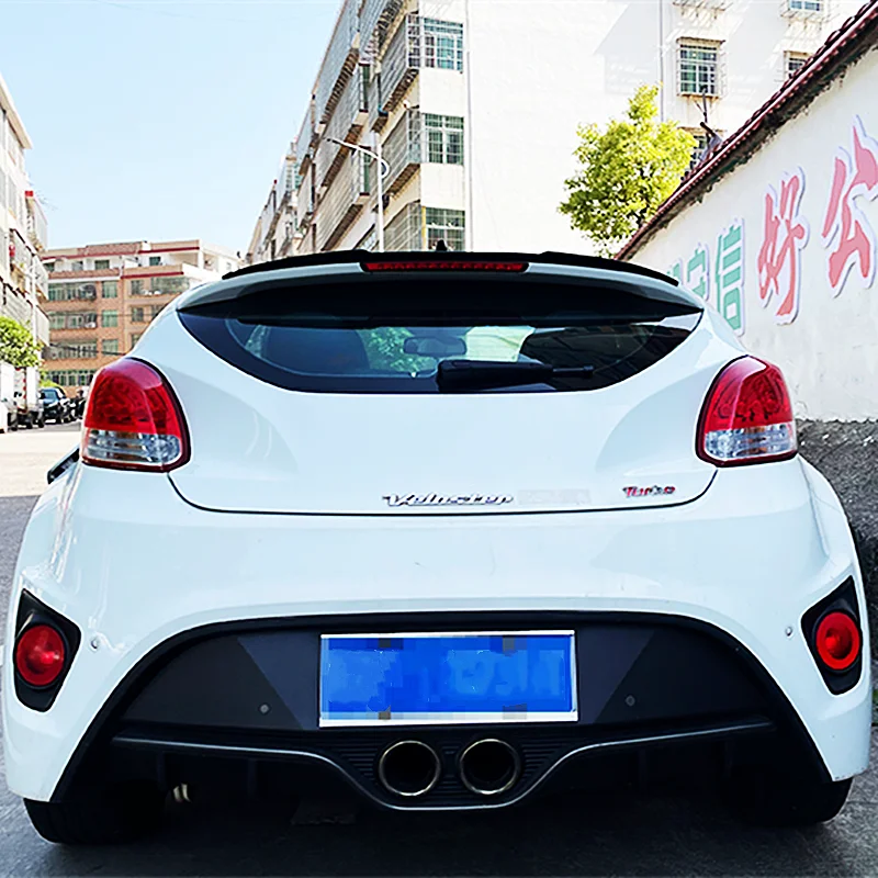 For 2012 13 14 15 16 Hyundai Veloster Car Black Carbon Rear Trunk Lid Lip BodyKit Spoiler Wings Tuning Exterior Accessories Part