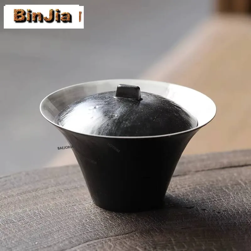 110ml Master Hanadmade Large Lacquer Red Gaiwan Aesthetic Water Moon Tea Tureen Tea Making Cover Bowl Kung Fu Teaset Supplies