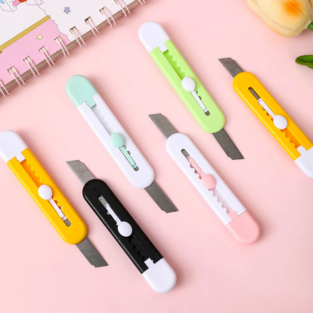 200 Pcs Color blocked art knife cute cartoon paper cutting knife express delivery knife unboxing tool stationery handmade knife