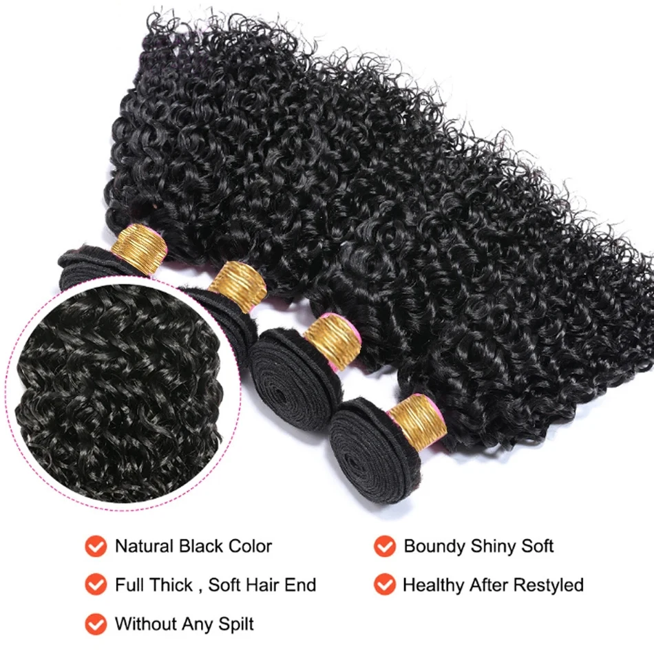 12A Malaysian Water Wave Bundles With Closure 3 Bundles With Closure Unprocessed Virgin Short Curl Tissage Bouclé Cheveux Humain