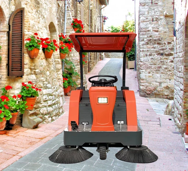 Электрическая машина для чистки пола Cophilo с щеткой, работающая от батареи, мощная метла, дорожная машина для подметания полов, вакуумная подметальная машина