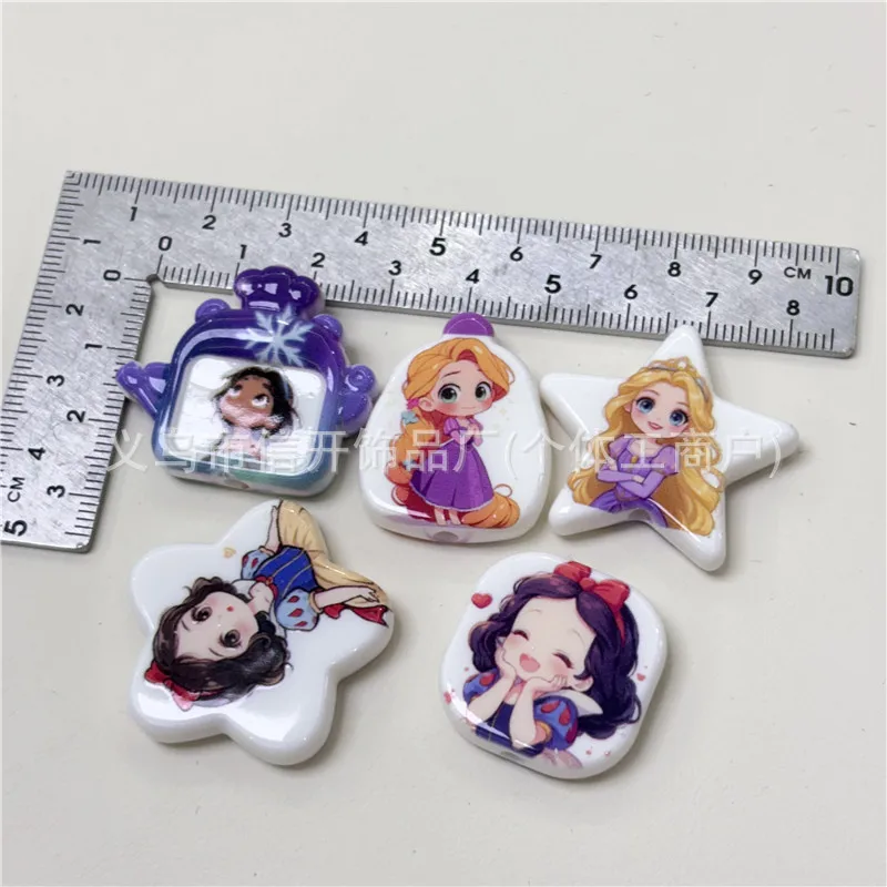 كارتون أنيمي ديزني الأميرة حبة طباعة اليدوية DIY حبة القلم سلاسل المفاتيح، سلسلة الهاتف، حقيبة الظهر اكسسوارات الديكور المواد #4