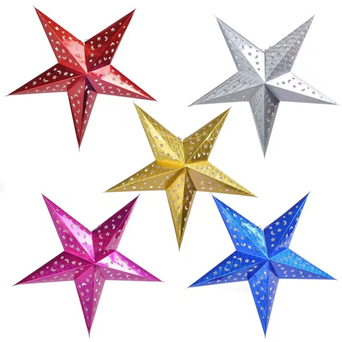 1PCX30cm Out Star Hanging Pendant Decorative Home Party Outdoor Paper Lantern Stars Lampshade Garden Decor Paper Star Lampshade