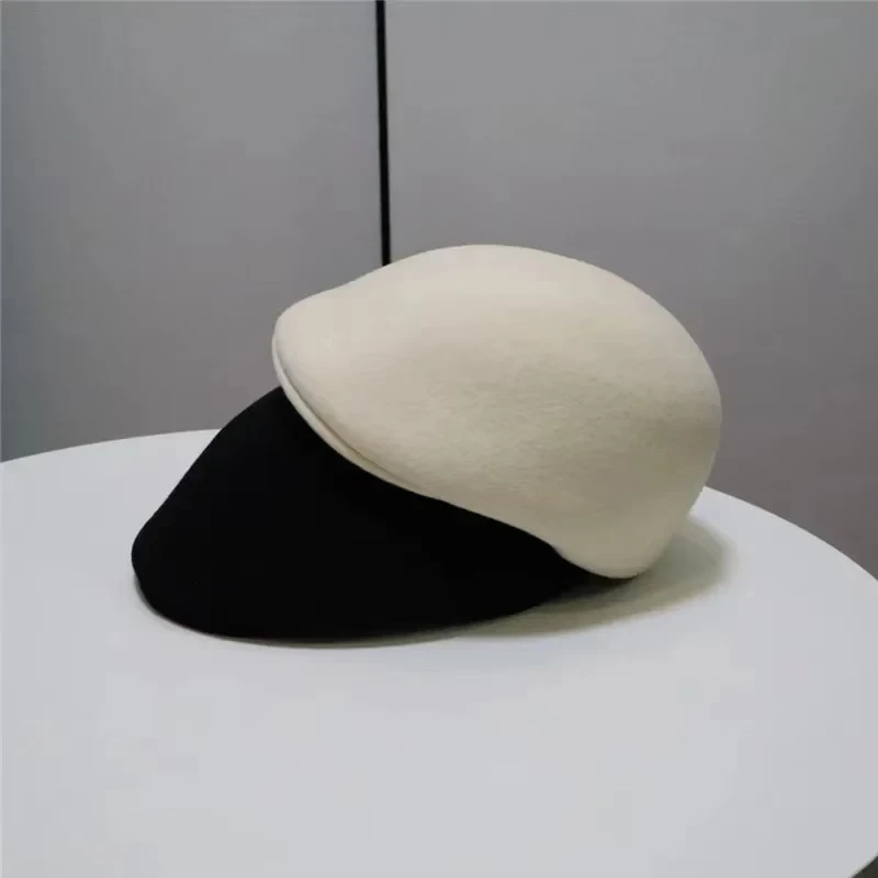 chic winter High quality thick wool felt classic Forward cap women leisure visors hat