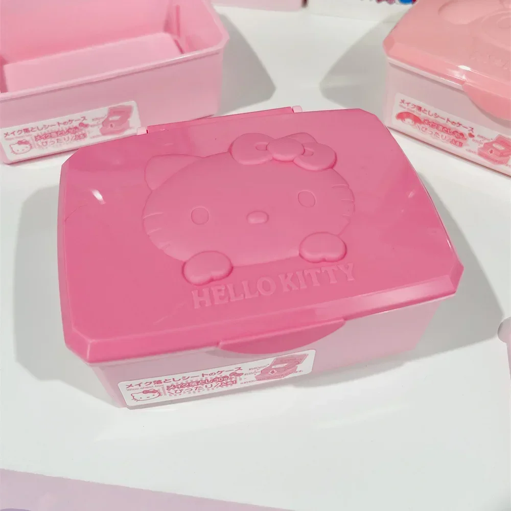 Sanrio Kawaii Anime Hello Kitty My Melody Storage Box Cute Tabletop Swab Cotton Jewelry Decorative Box Girl Gift Bins