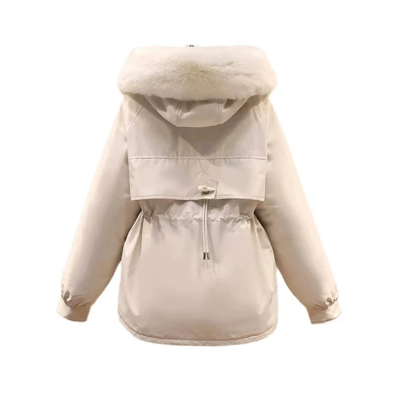 

New Fleece Lined Hood Down Jacket Winter Coat for Women Warm Cotton Padded Parkas Korean Casual Streetwear Female Parka Outwear
