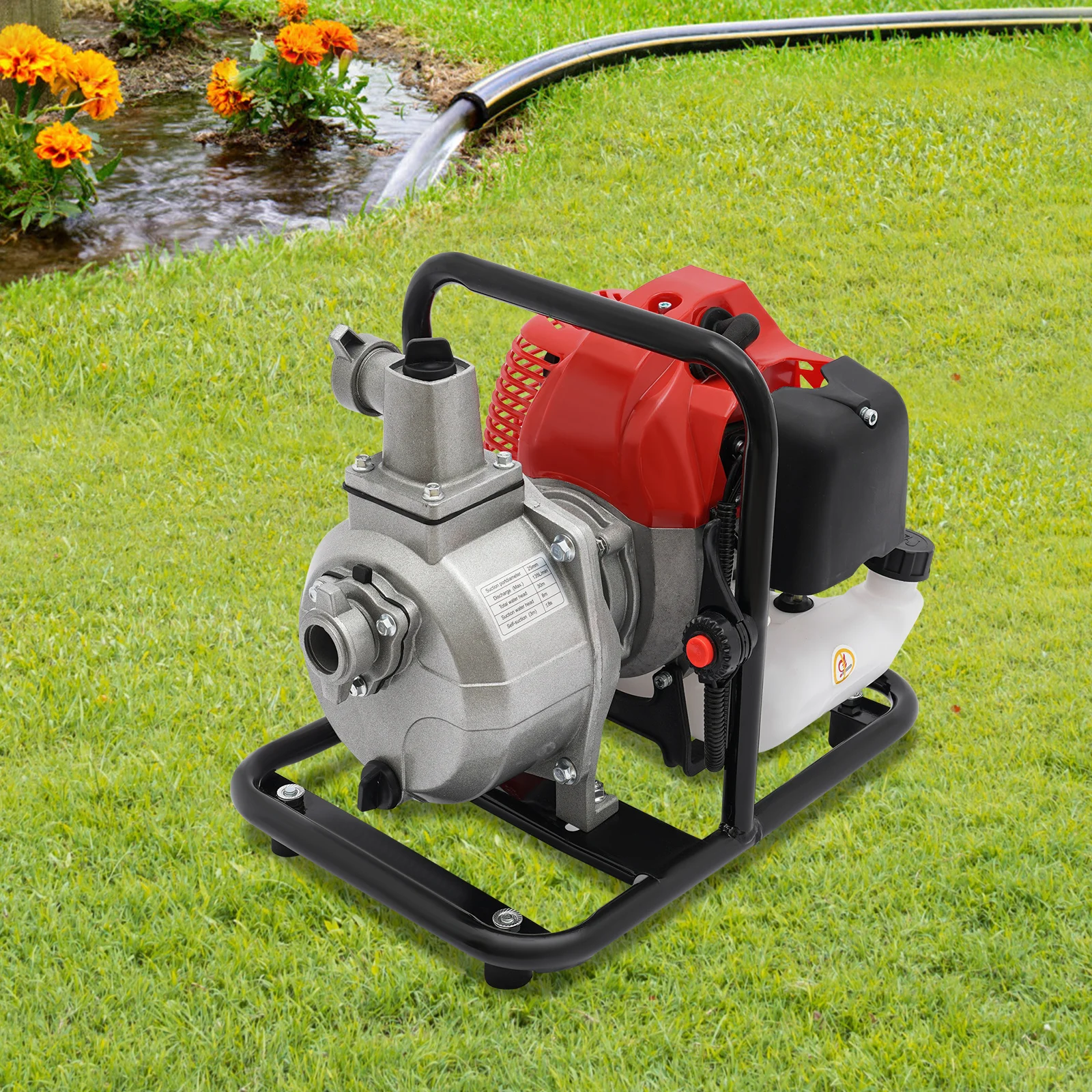 

High Power 2-Stroke Gasoline Water Pump 1.7hp 30m Lift 35.66gal/min Low Fuel Consumption for Yard Irrigation Drainage