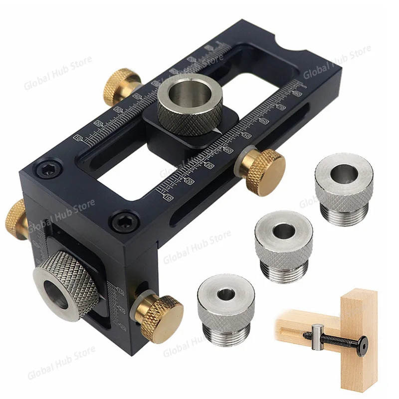 

Woodworking Drill Guide Hole Puncher Locator 2 in 1 Doweling Jig for Furniture Connecting Installation Household Carpentry Tools