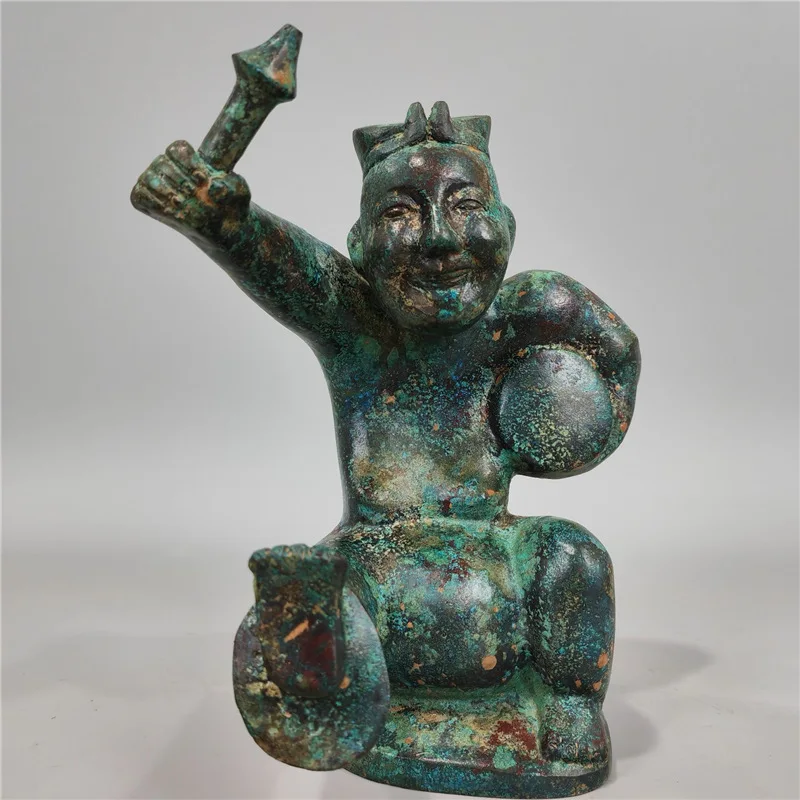 Ancient Bronze Ware Character Ornaments Drumming Rap Drummer Commission Antique Collection Props Craft Gift