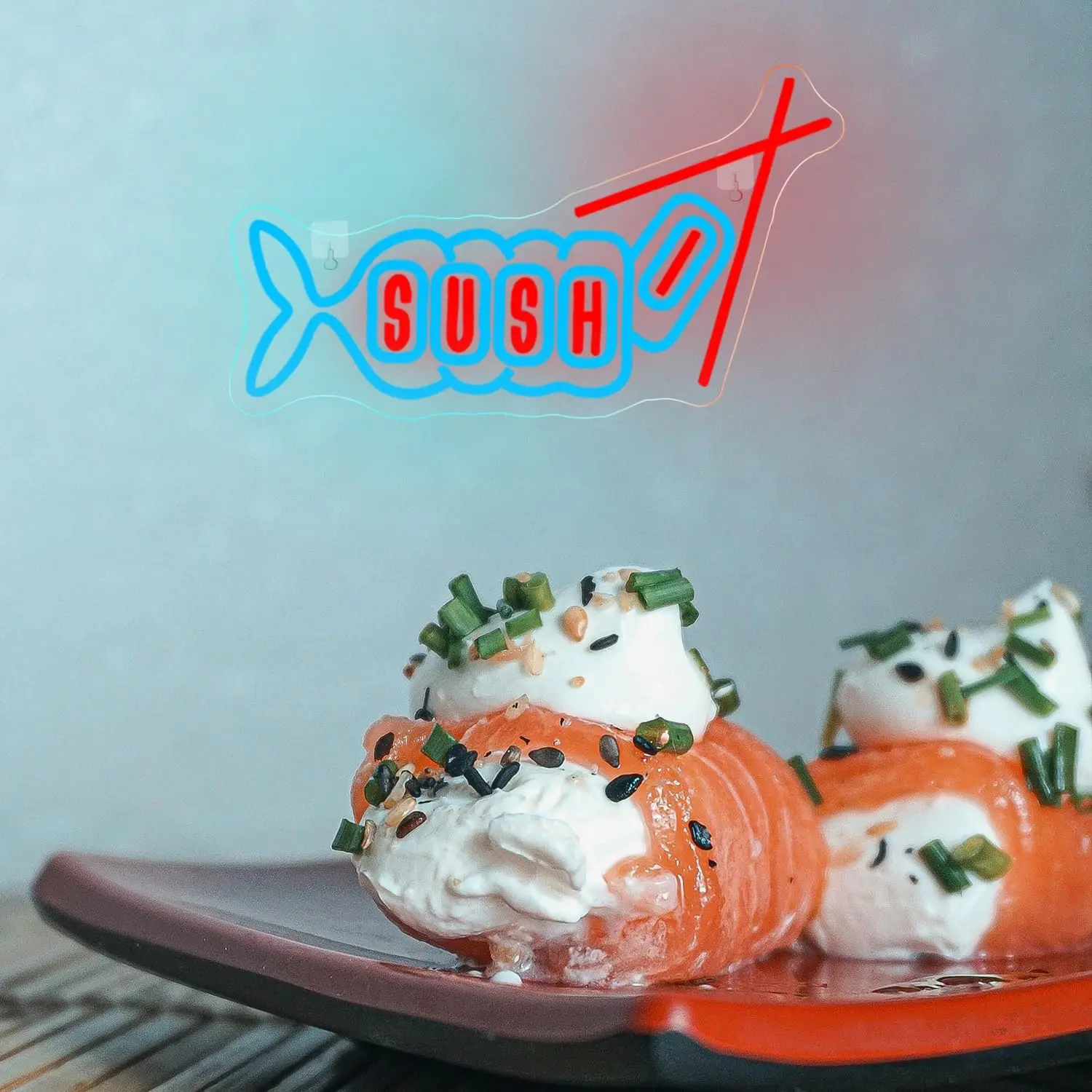 Sushi Fish Neon Sign Dimmable Light Up Sign Wall Decor For Sushi Shop Restaurant Home Kitchen Party Decor