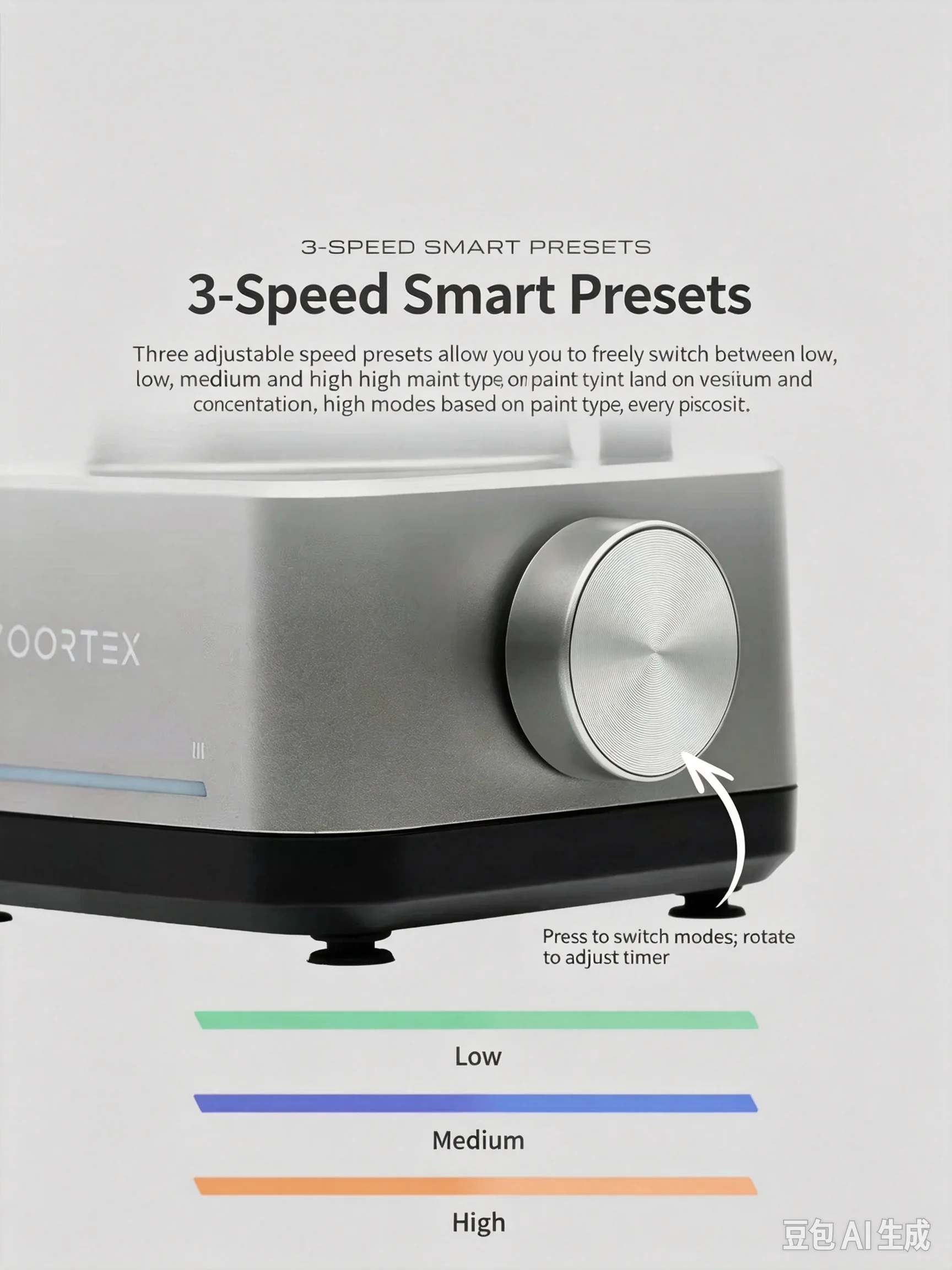 3-Speed Smart Presets Paint Shaker Machine 3500RPM for DIY Hobby Sanding Paper DIY Tool