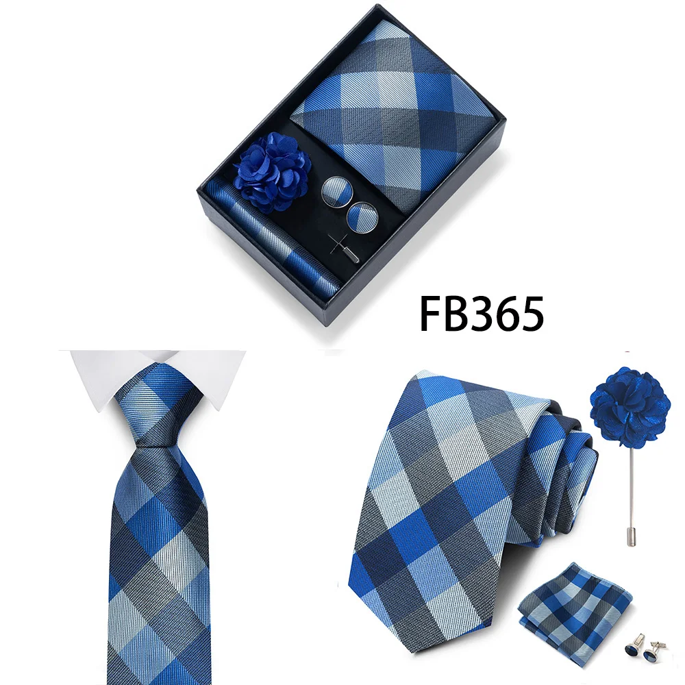 Erstklassige Weihnachtsgeschenkbox mit grauem Aufdruck, Krawatten, Einstecktuch, Manschettenknöpfe, Brosche, Set für Herren, Anzug, Accessoires, passend für die Gruppe – Detail 11