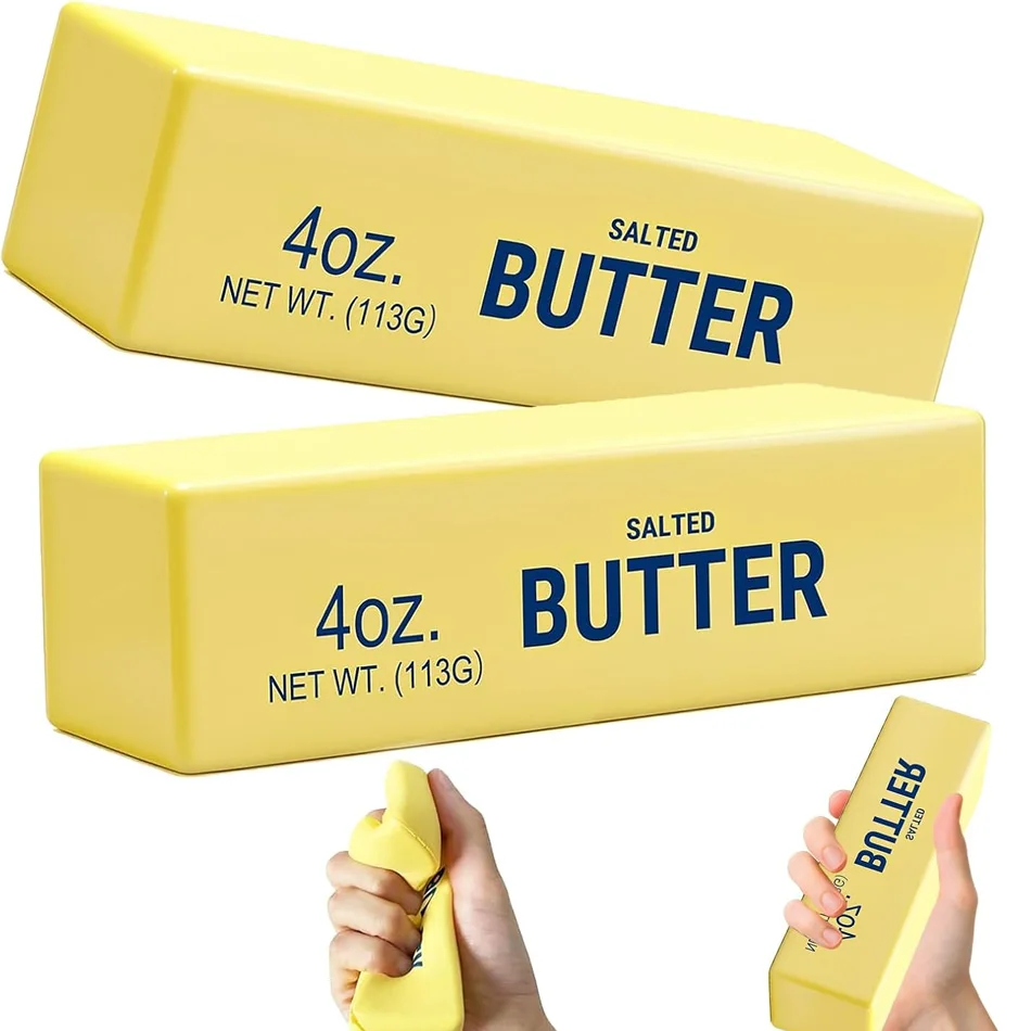 Jouet anti-stress en forme de bâton de beurre, jouet élastique moelleux en forme de bâton de fromage, jouet amusant pour la décompression, soulagement du stress et de l'anxiété, jouet à presser pour farces