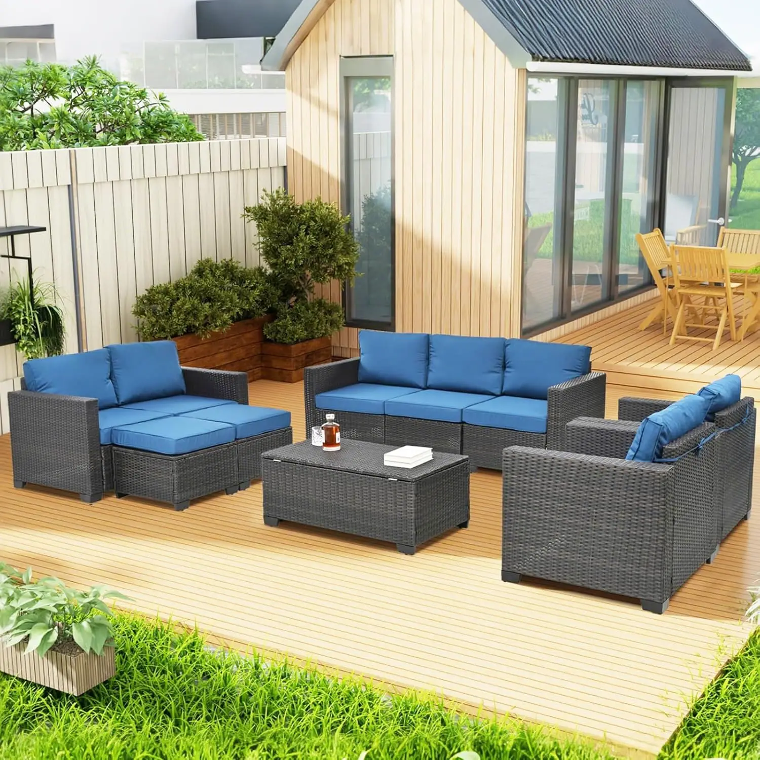 

10 Pieces Patio Furniture Sets Outdoor,Manual Weaving Wicker Rattan Sectional Sofa Patio Conversation Sets With, Customized