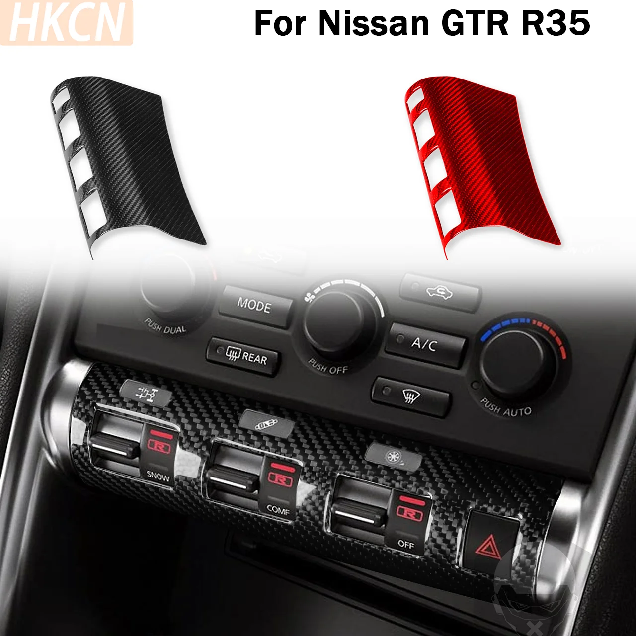 For Nissan GTR R35 2008-2016 Real Carbon Fiber Center Console Warning Light Switch Button Panel Frame Decorative Accessories