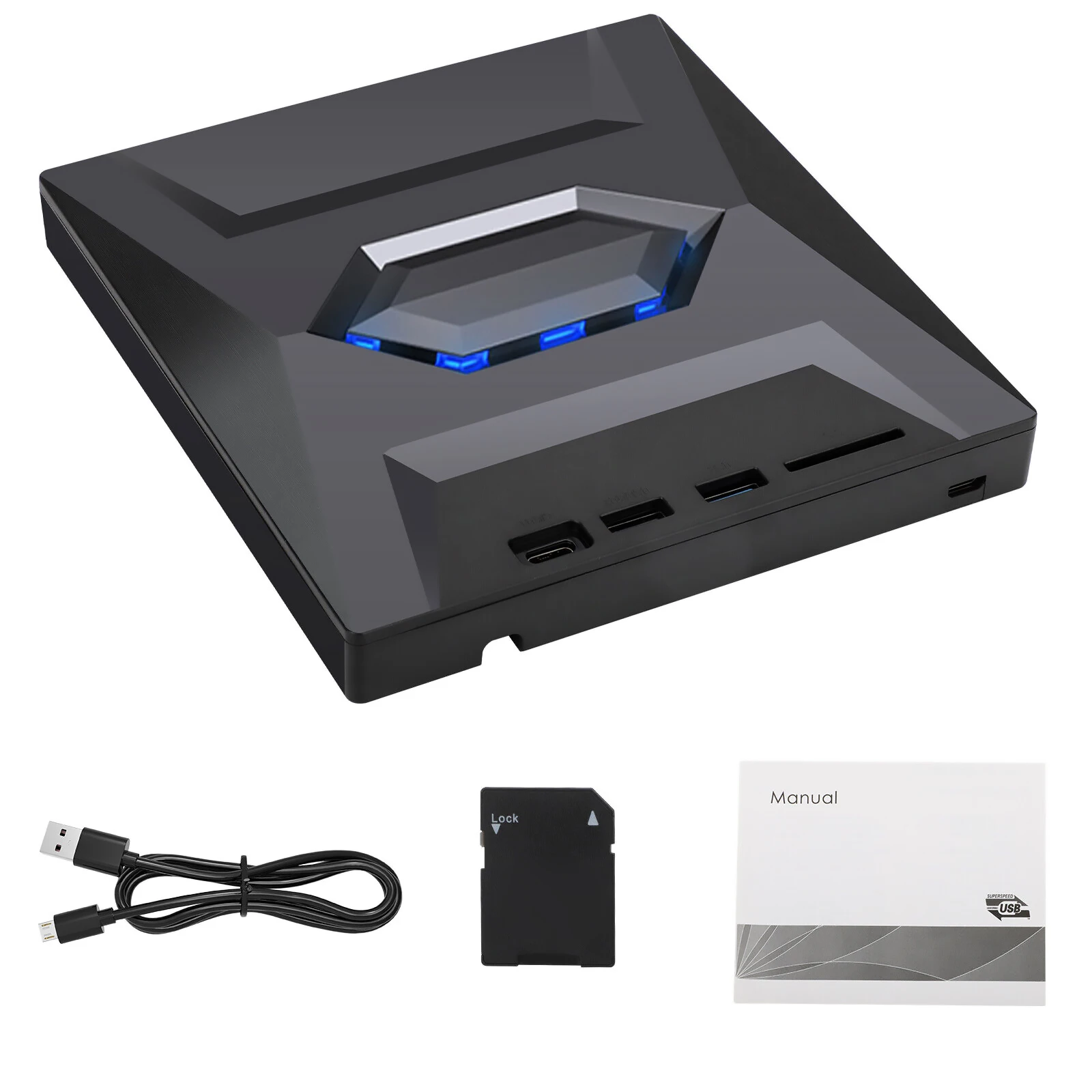 

5 in 1 USB 3.0/Type C External DVD CD Optical Drive VCD Player Disk Drive DVD Burner Reader with SD/TF Port For Laptop PC