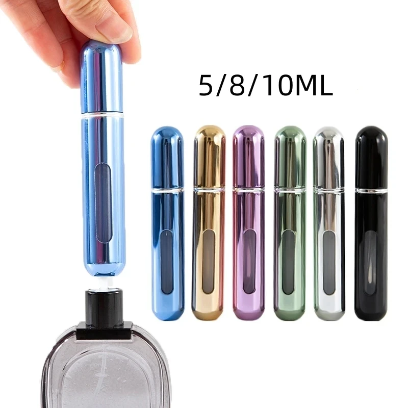 5/8/10ml Mini Travel Perfume Spray Bottle Bottom-Filling Pump Portable Rotating Sample Liquid Refillable Empty Cosmetic Bottling