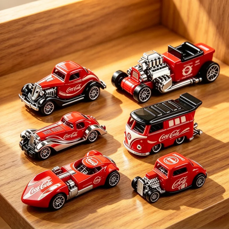 1:64 Scale Alloy Vintage Car Model Set, 6pcs Per Box, Retro Modified Diecast Vehicle, Desktop Collectible Ornament, Kids Toy Gif