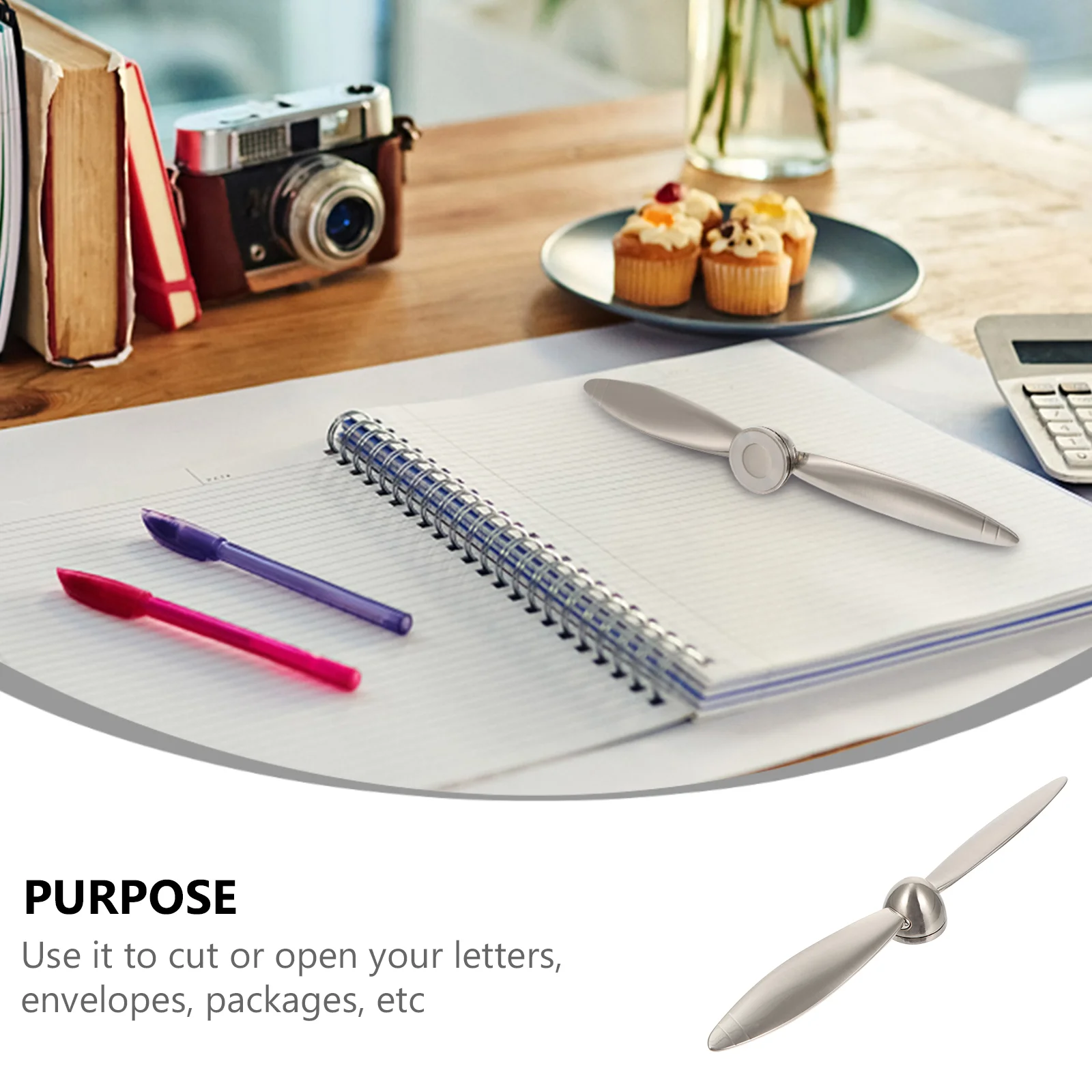 Envelope Slitter Propeller Letter Opener Package Paper Metal Mini Office