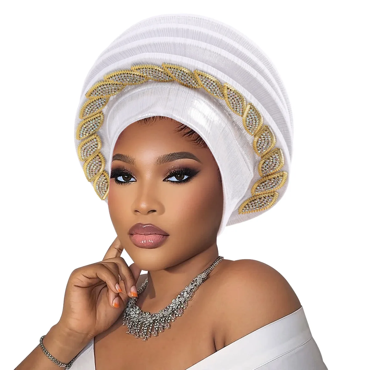 

2026 Multi-layered Beret Turban Cap for Women African Auto Gele Headtie Nigerian Party Headwear Headpiece Lady Head Wraps