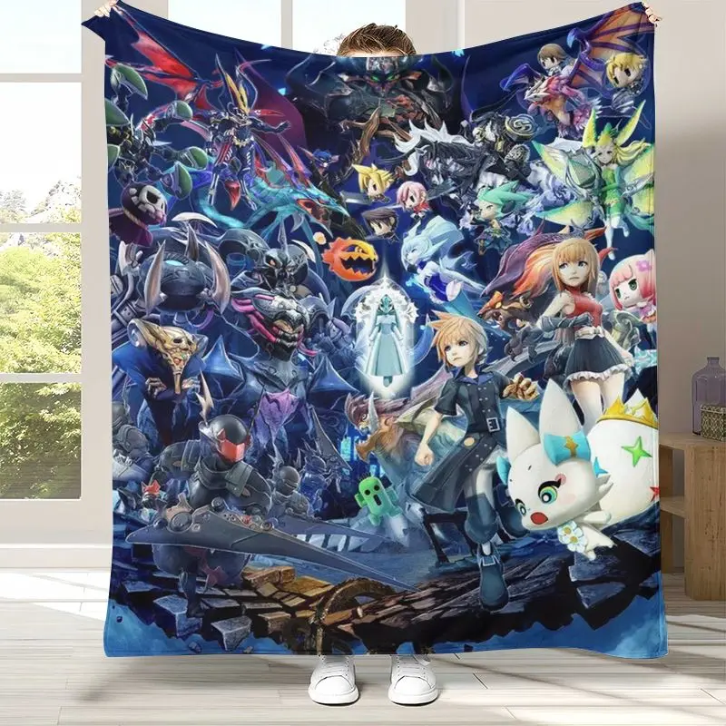 Classic Final Fantasy Games Cartoon Flannel Blanket,Ultra Soft Warm Plush Throw for Home Bedroom Bed Sofa Cover Office Picnic