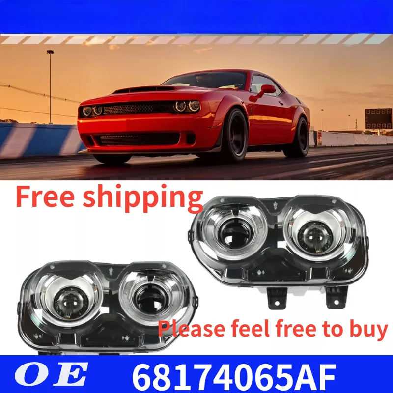 

For 2015-2018 Dodge Challenger Headlights With LED DRL Black Housing Right or Left 68174065AF 68174064AF