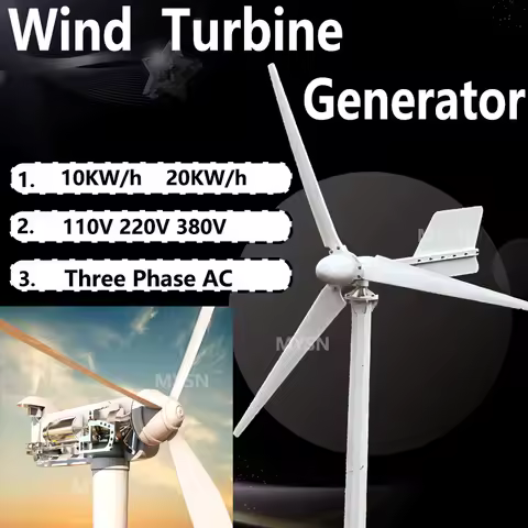 20KW 30KW Horizontal Wind Turbine Generator 110V 220V 380V Free Energy Wind Turbine Generator Set With Grid Tie Inverter Homeuse