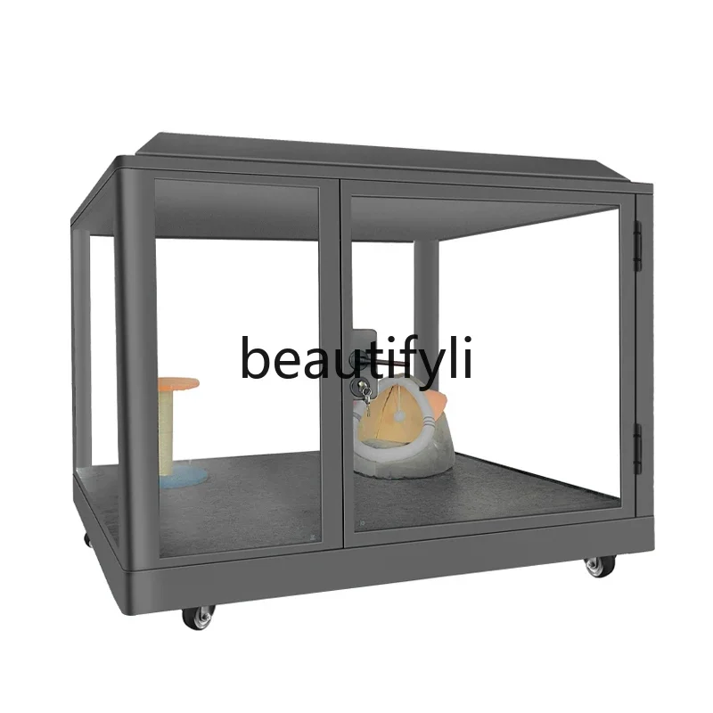 

ss Big cat and dog household silent compartment cat soundproof box removable glass room