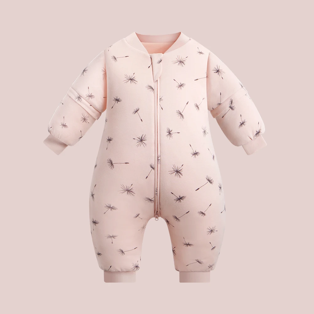 Schlafsack für Kinder von 1–4 Jahren, Nackenschutz, warm, winddicht, 3-Reißverschluss-Design, abnehmbare Ärmel, Baby-Schlafsack, 2,5 Tog