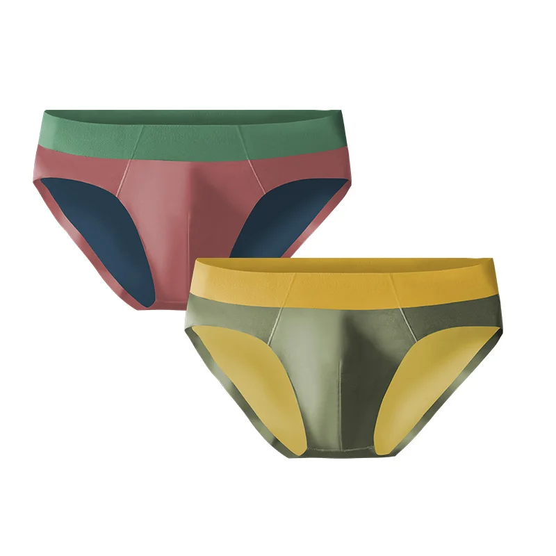 

5PCS Men's ice silk seamless underwear, men's breathable briefs, summer thin style, men's sporty low-waist sexy short pants with