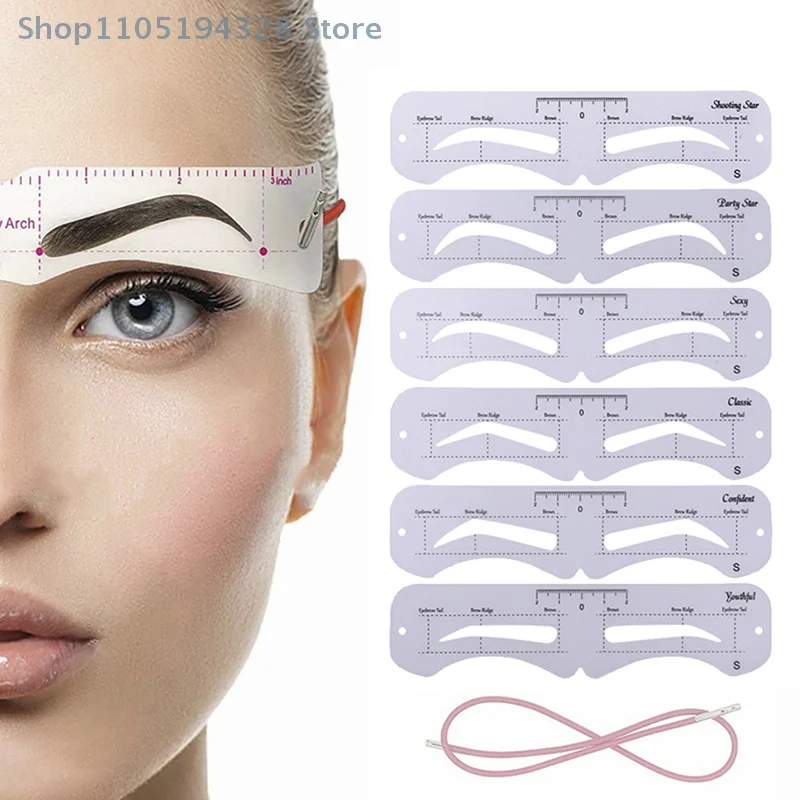 [MP] Stencil per sopracciglia fissabile a 6 stili Modello modellante per toelettatura Adesivi riutilizzabili Strumenti per trucco per timbro cosmetico per sopracciglia