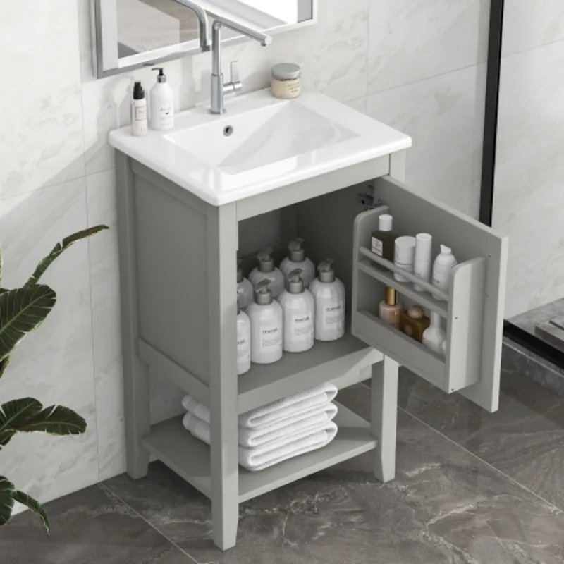 FENGSHUO Simplicity Modern Bathroom Vanity With Sink Bathroom Cabinet With Soft Closing Door Storage Rack And Open Shelf