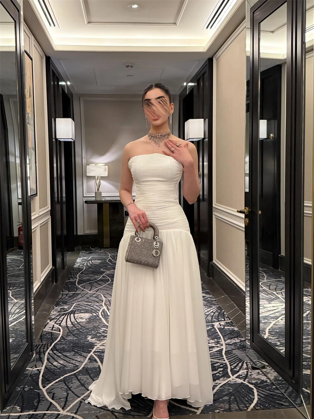 

Очаровательное шифоновое вечернее платье по индивидуальному заказу, мягкие платья без бретелек без рукавов для выпускного вечера, платья со шлейфом для особых случаев