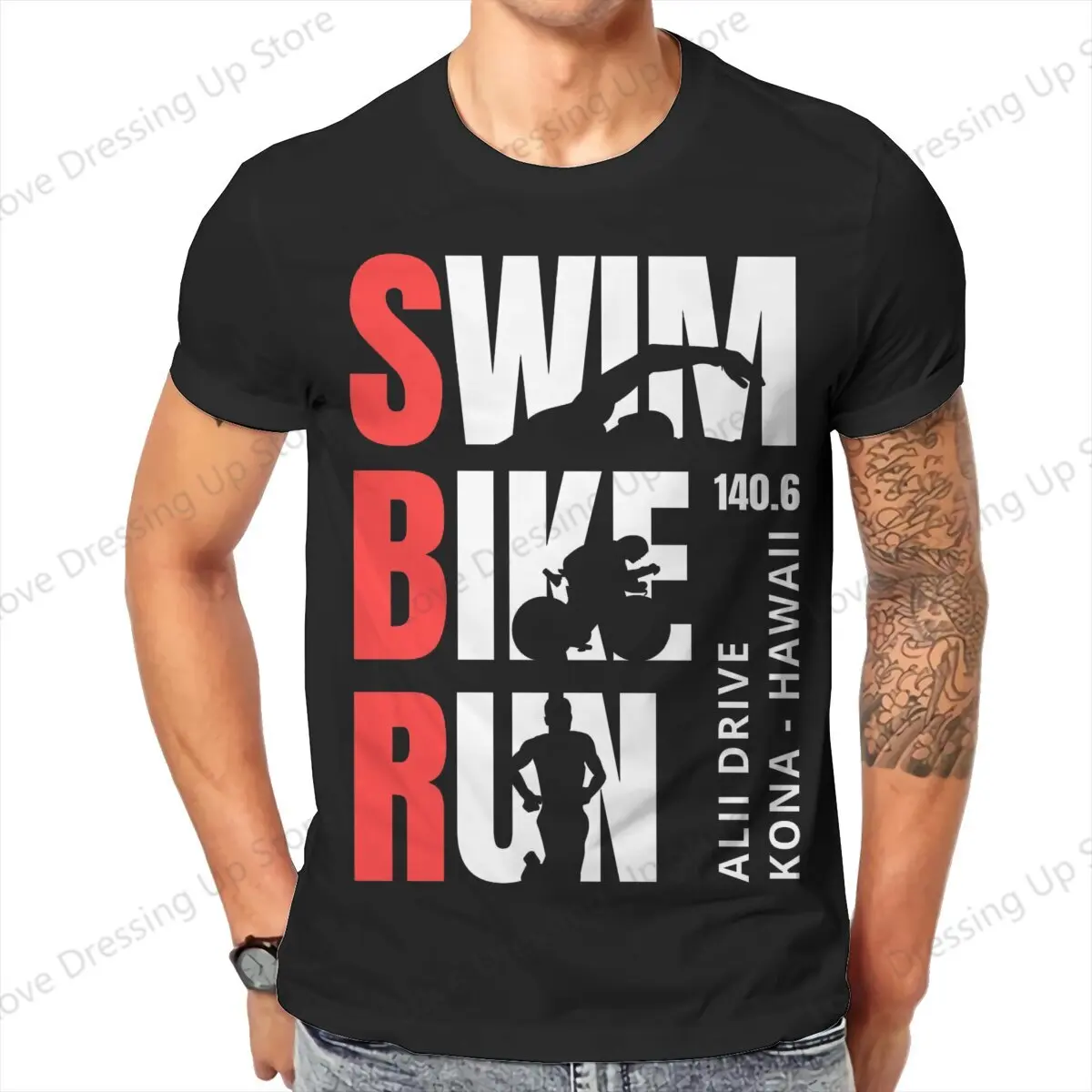 Triathlon 100%Pure Cotton Printed Men T-Shirt IRONMAN TRIATHLON Short sleeve Tshirts Harajuku Tee Funny Tops