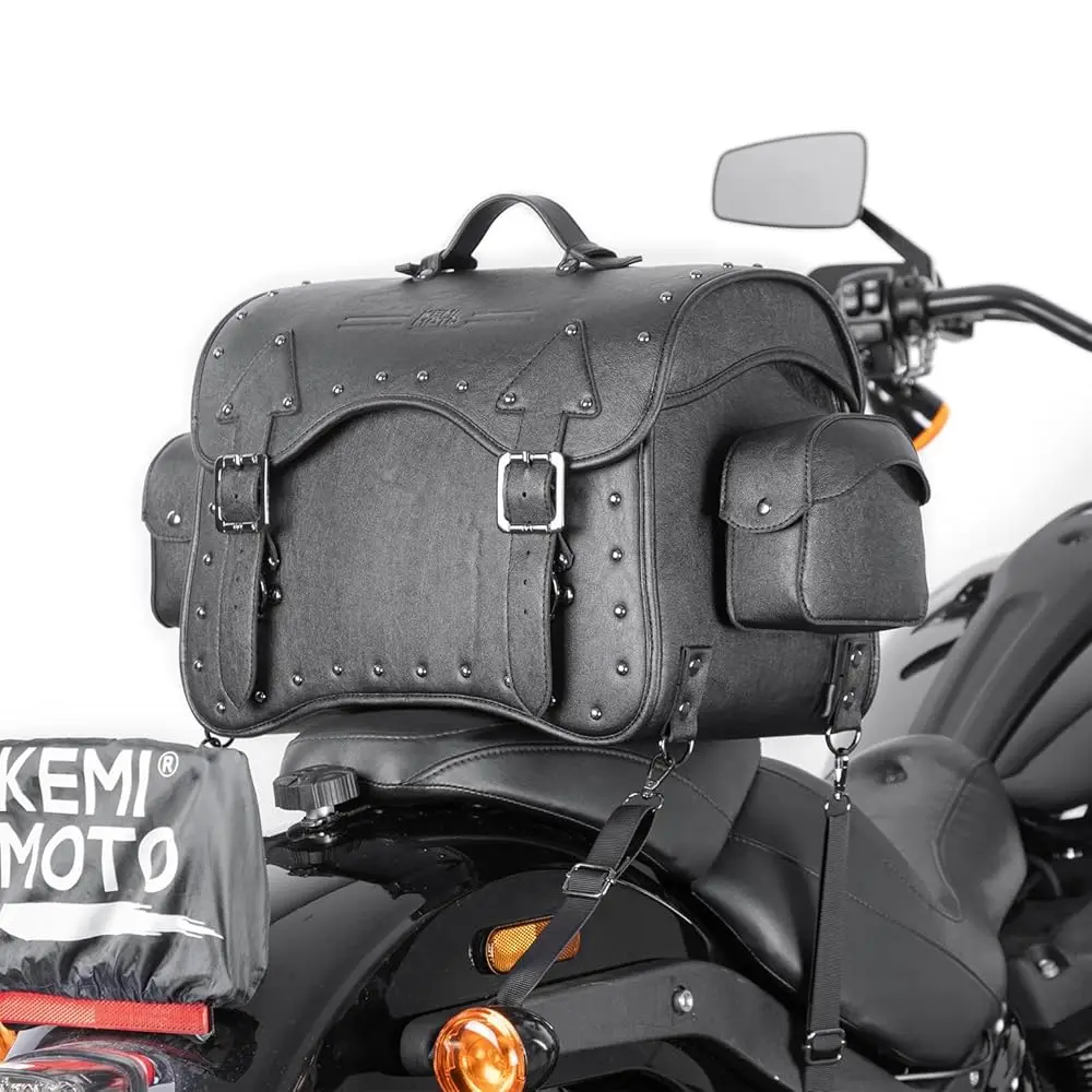

Free Shipping Motorcycle Luggage Bag 30L Leather Tail Bag Upgrade Waterproof Travel Foldable Rear Rack Pannier with Straps