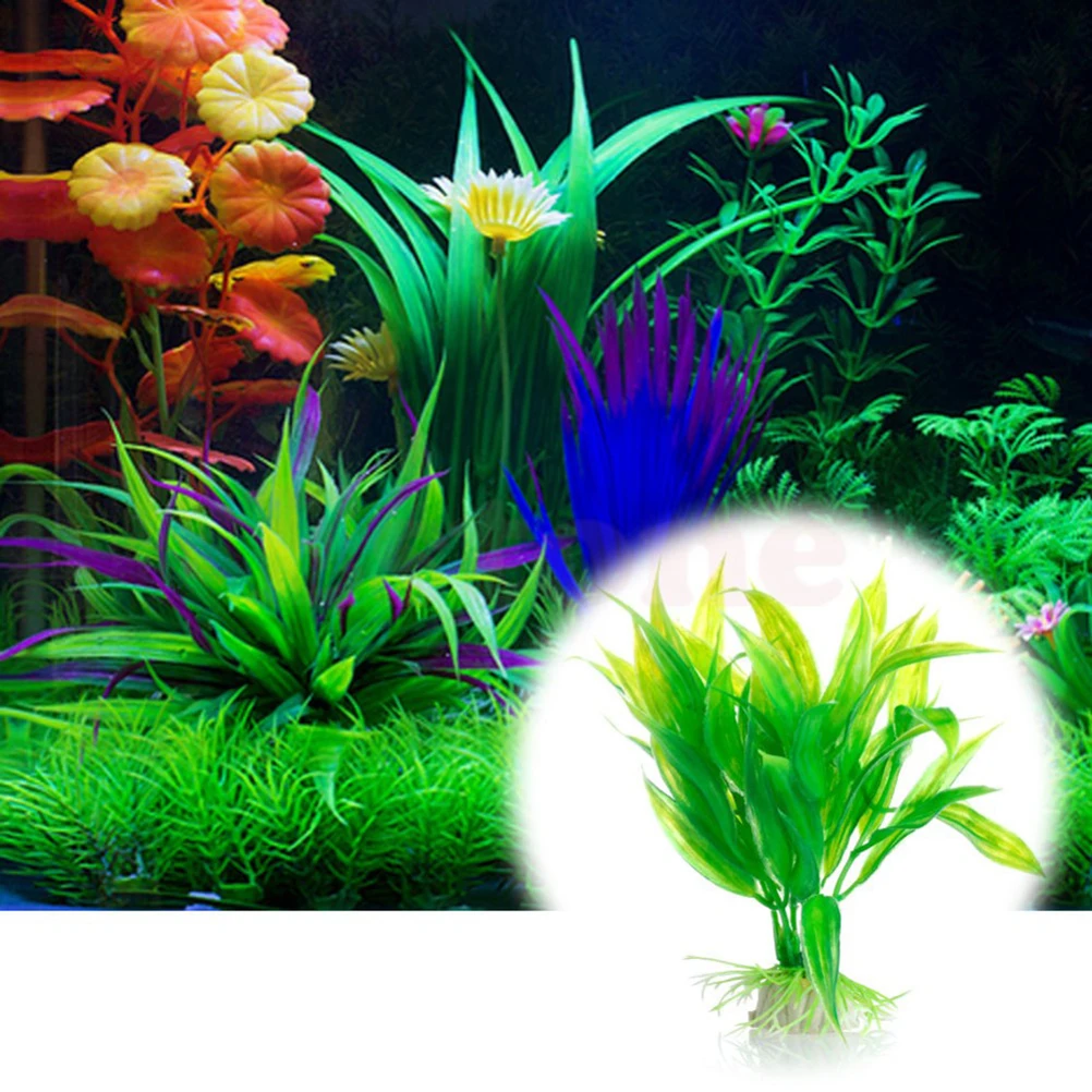 15cm Height  Plastic Manmade Water Plant Grass Green For Aquarium Decoration Supplies 1PCS