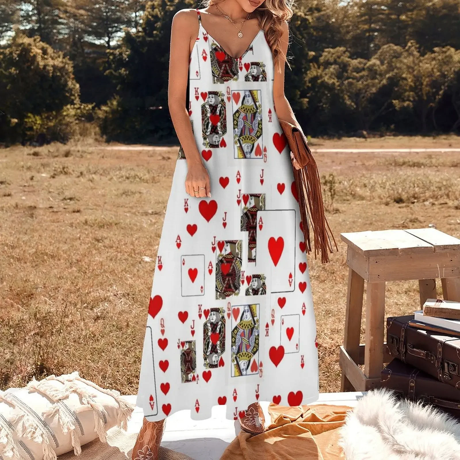 RED COURT CASINO NIGHT HEARTS CARDS Sleeveless Dress women's summer jumpsuit women's evening dresses