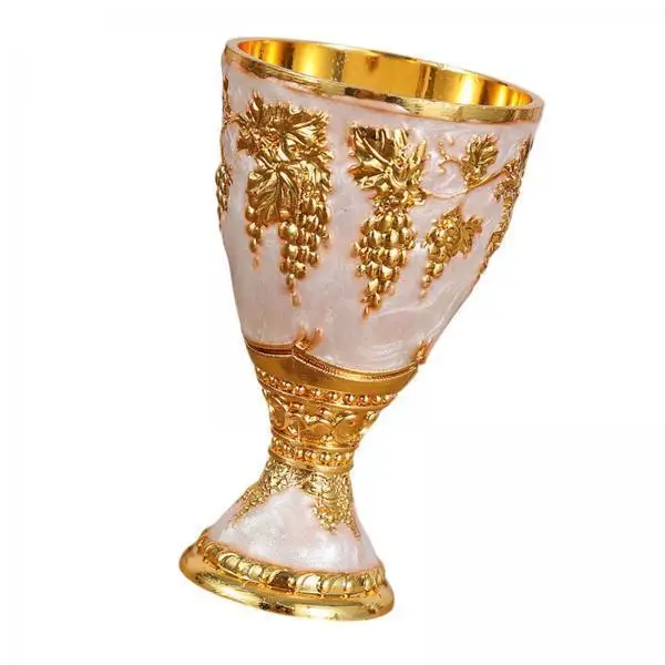Engraved Zinc Alloy Goblet Mug 30ml Reusable Metal Wine Cup Vintage Desktop Decor Wedding Anniversary Gift