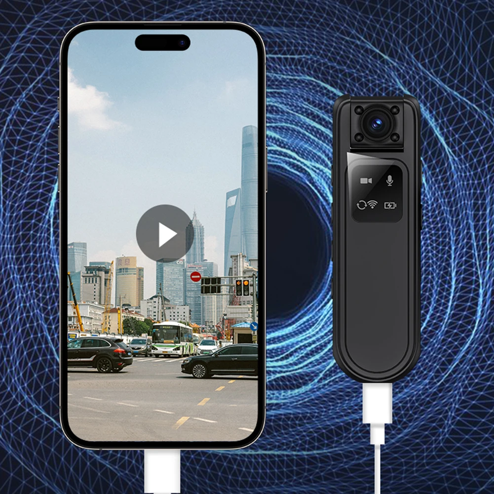 

HD 2K Mini Camera Infrared Night Vision WiFi Police Video Recorder with 180 Rotatable Lens Portable Small Digital Video Recorder