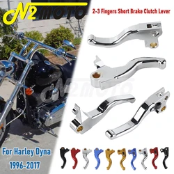 2-3 Fingers Short Brake Clutch Hand Levers For Harley Dyna Convertible FXDS Super Wide Glide Fat Street Bob FXDB FXD 1996-2017