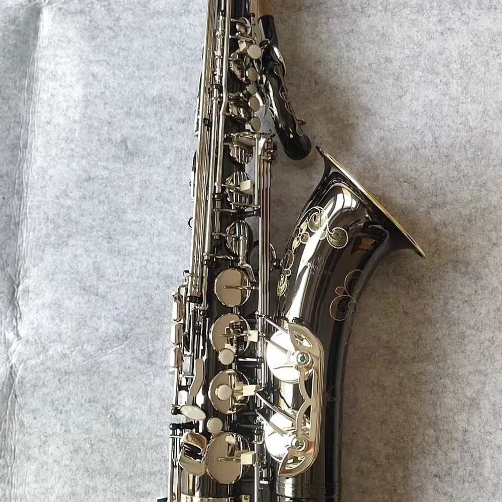 

Classic T-w037 tenor saxophone BB tune brass nickel plated black delicately carved jazz instrument with accessories